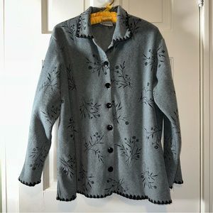 Super Soft Gray Floral Button Up Shacket